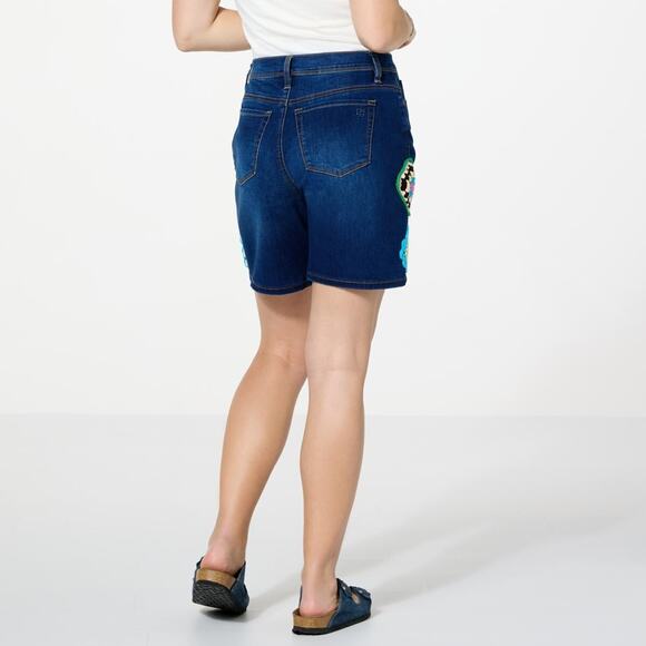 DG2 by Diane Gilman New Classic Stretch Denim Essential Short Indigo Choose Size - Picture 5 of 6